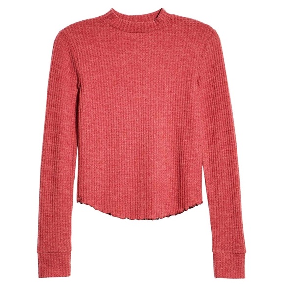 BP Red Waffle Stitch Long-sleeve Crewneck - Picture 3 of 8